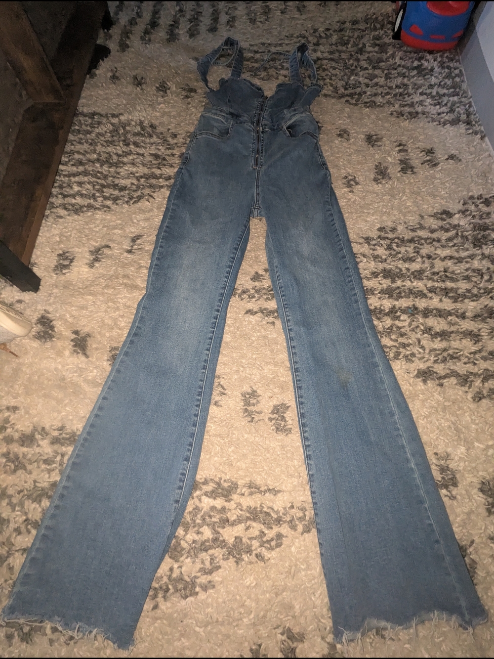 We The Free Medium Blue Denim Flared Overalls